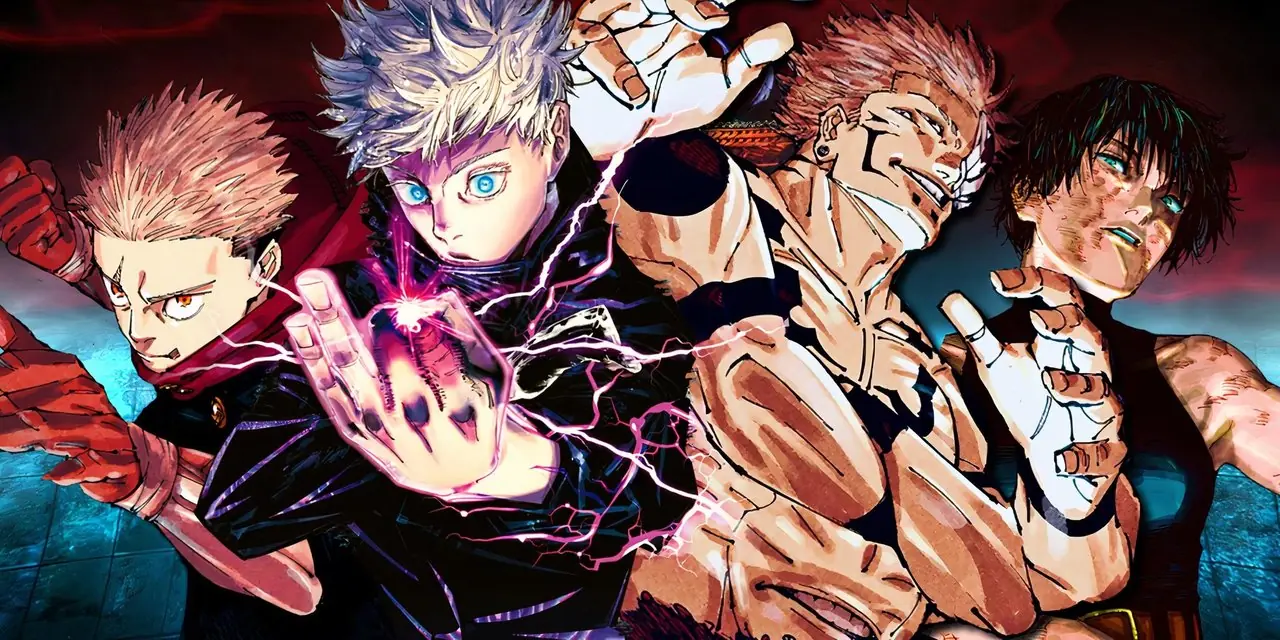 Gojo, Sukuna, Yuji og Maki fra Jujutsu kaisen
