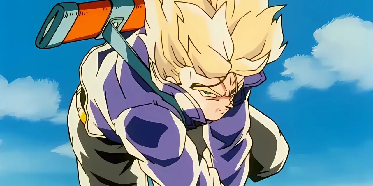 Future Trunks używa swojego miecza, aby zabić Friezę podczas swojego pierwszego pojawienia się Future Trunks używa swojego miecza, aby zabić Friezę podczas swojego pierwszego pojawienia się