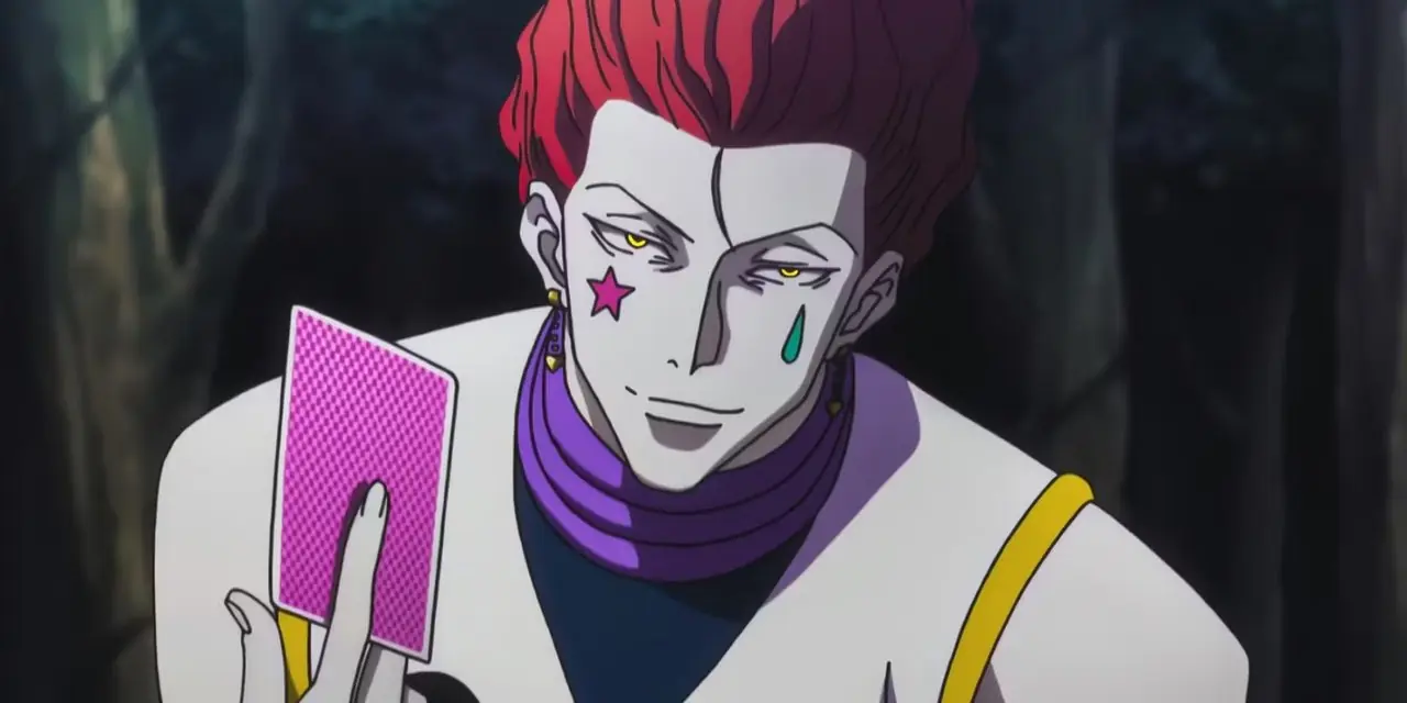 Hunter x Hunter animebild - Hisoka håller upp ett kort