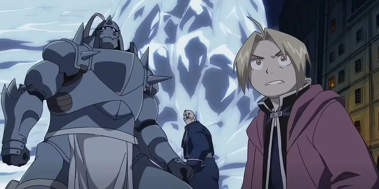 Edward och Alphonse i avsnitt 1 av Fullmetal Alchemist: Brotherhood