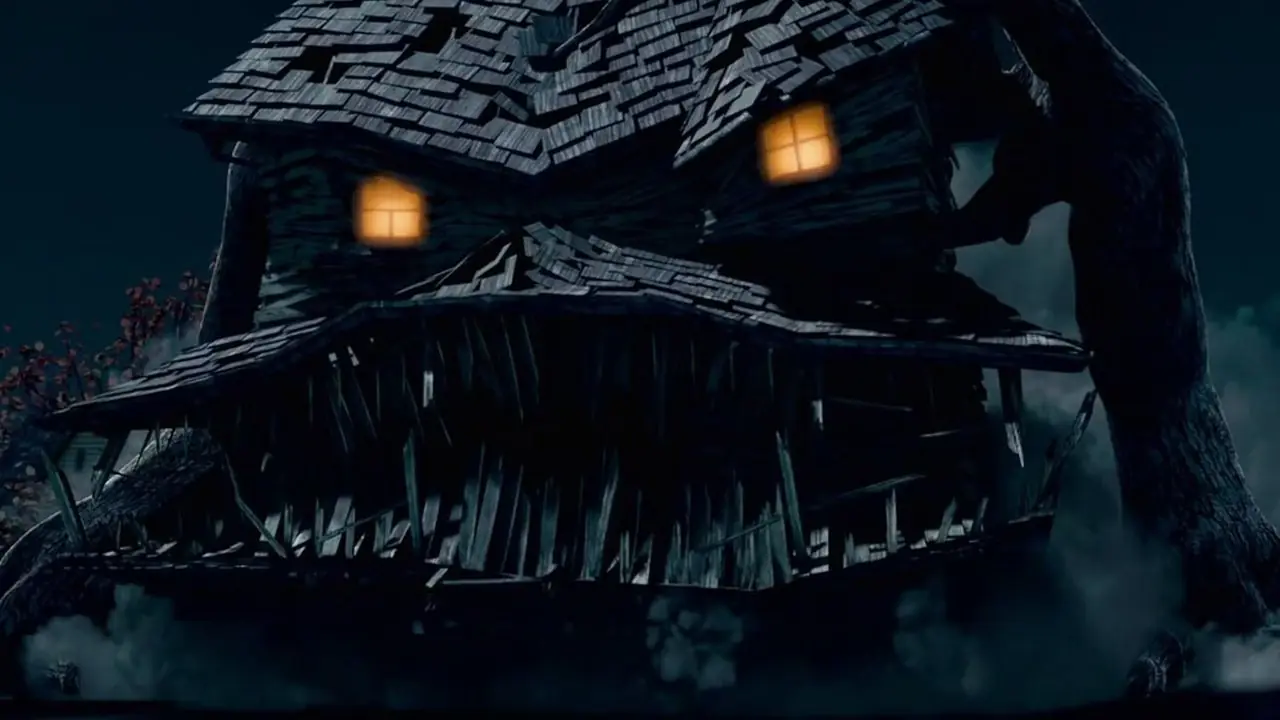Дом бросается вперед в Monster House. Дом бросается вперед в Monster House.