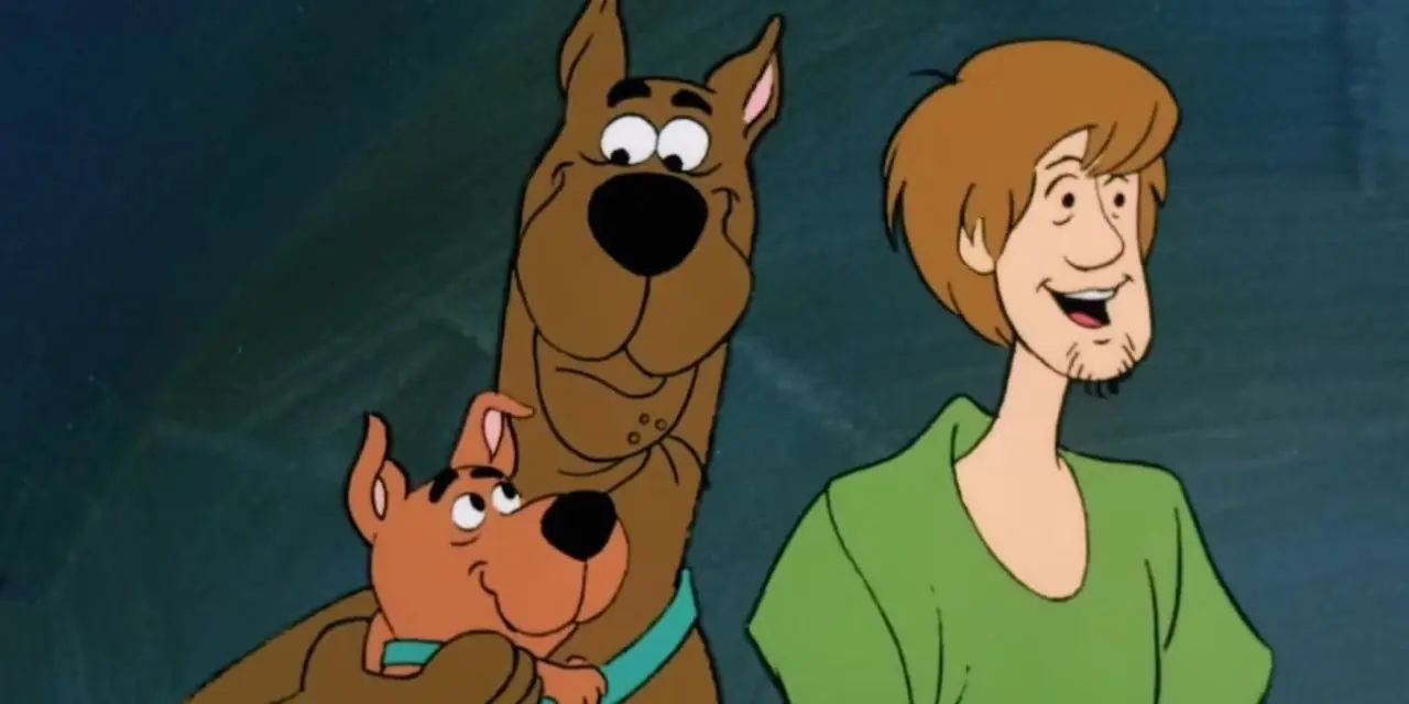Scooby Doo, Scrappy Doo et Shaggy à l'arrière de la Mystery Machine dans The Ransom Of Scooby Chief 1980