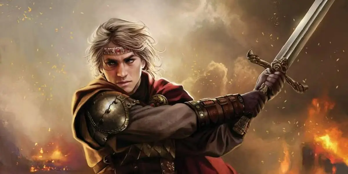 Aegon il Conquistatore accompagna Blackfyre in battaglia nel Mondo del Ghiaccio e del Fuoco. Aegon il Conquistatore accompagna Blackfyre in battaglia nel Mondo del Ghiaccio e del Fuoco.