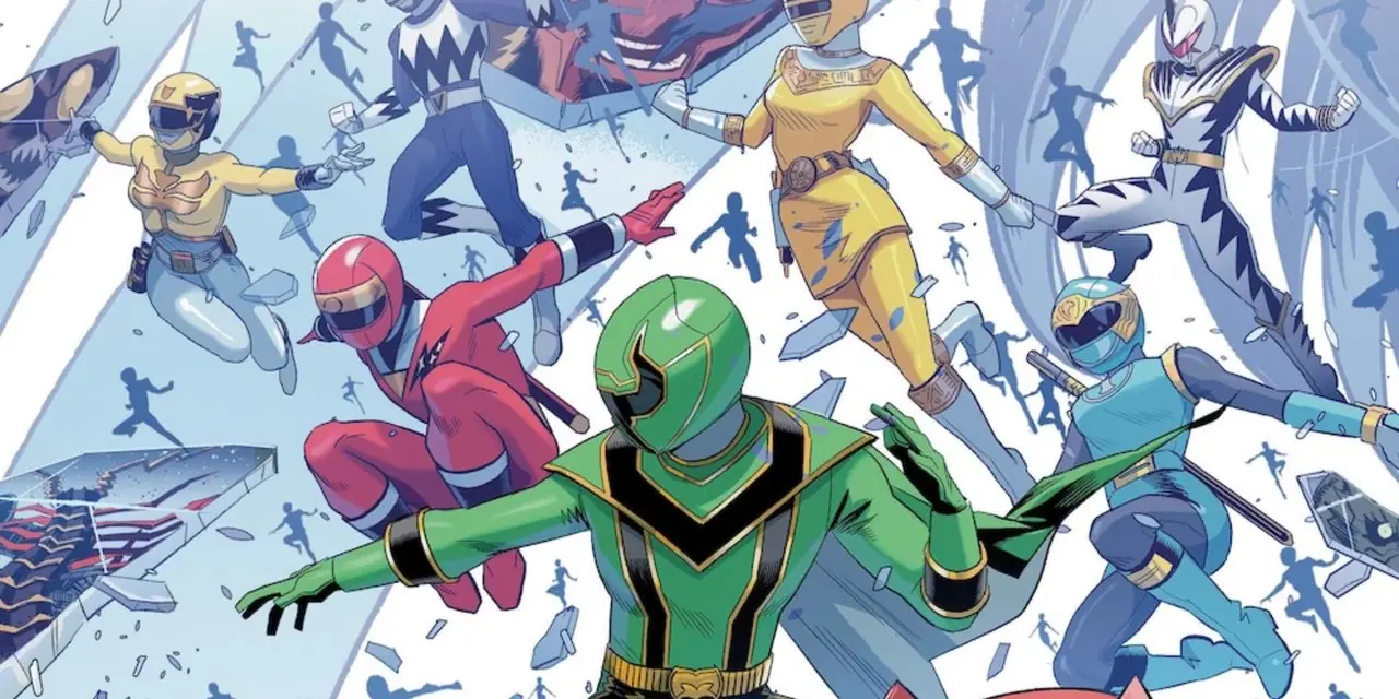 Múltiples Rangers en la portada de Power Rangers Unlimited Múltiples Rangers en la portada de Power Rangers Unlimited