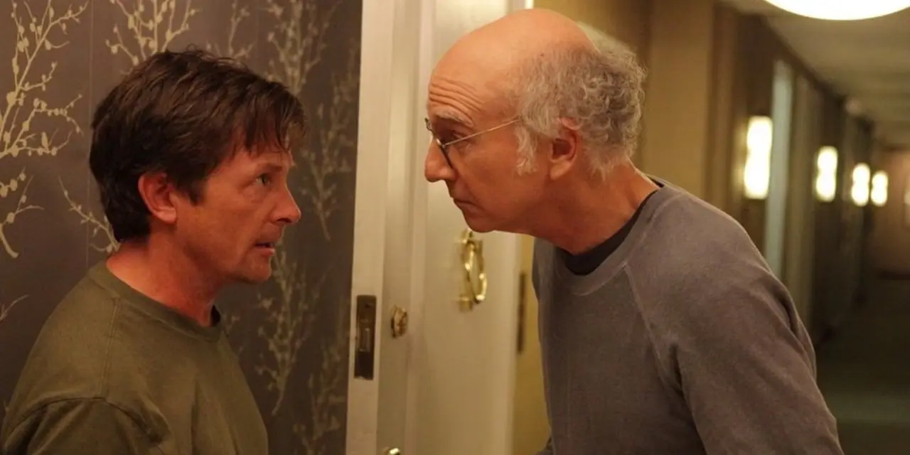 Larry praat met Michael J Fox in Curb Your Enthusiasm