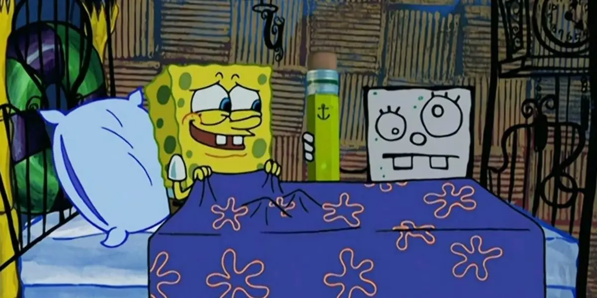 يستيقظ سبونج بوب ليجد DoodleBob في غرفة نومه في حلقة Frankendoodle يستيقظ سبونج بوب ليجد DoodleBob في غرفة نومه في حلقة Frankendoodle