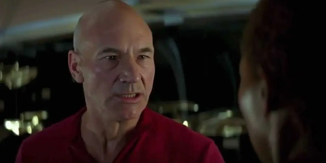 Picard som erklærer en strek må trekkes i Star Trek First Contact
