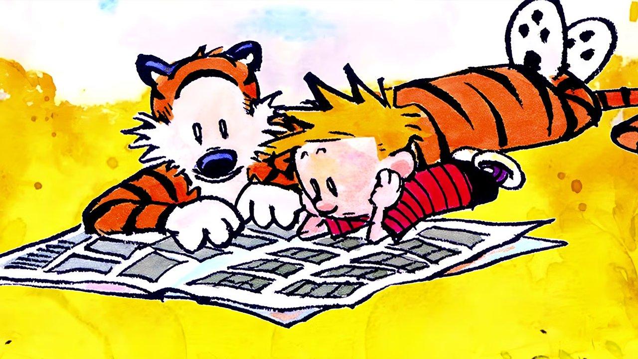 Calvin y Hobbes leen juntos cómics