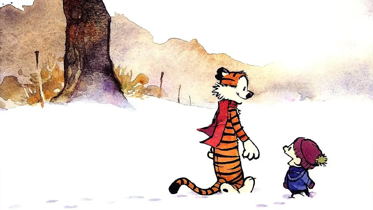 Scena invernale di Calvin e Hobbes