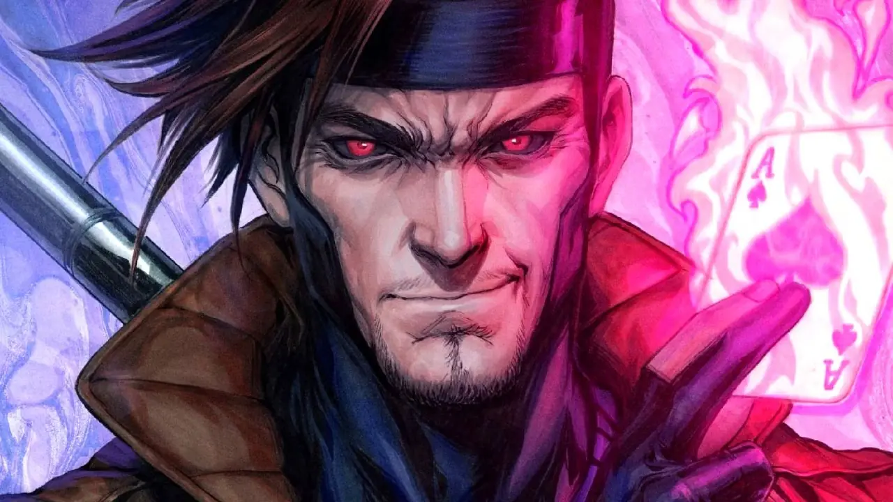 Remy LeBeau, también conocido como Gambit, lanza un naipe en la portada del cómic de X-Men Remy LeBeau, también conocido como Gambit, lanza un naipe en la portada del cómic de X-Men