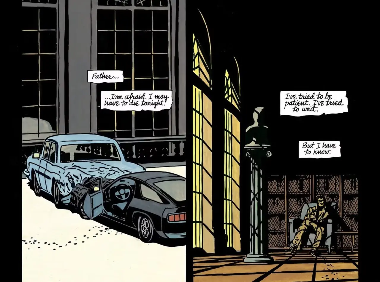Oui, père, je deviendrai une chauve-souris, dit Bruce Wayne à son père décédé dans l'histoire d'origine de la première année de Batman #404-1.