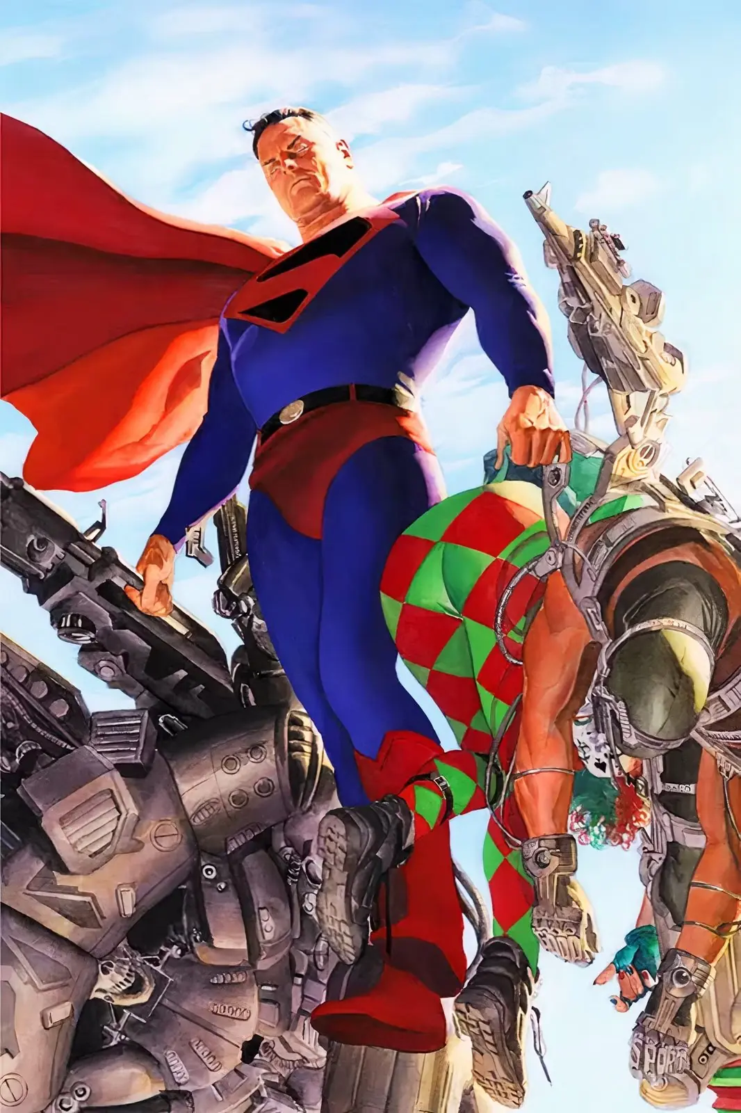 طباعة Alex Ross Kickstarter الحصرية لـ Kingdom Come Superman تحمل الأعداء المهزومين.