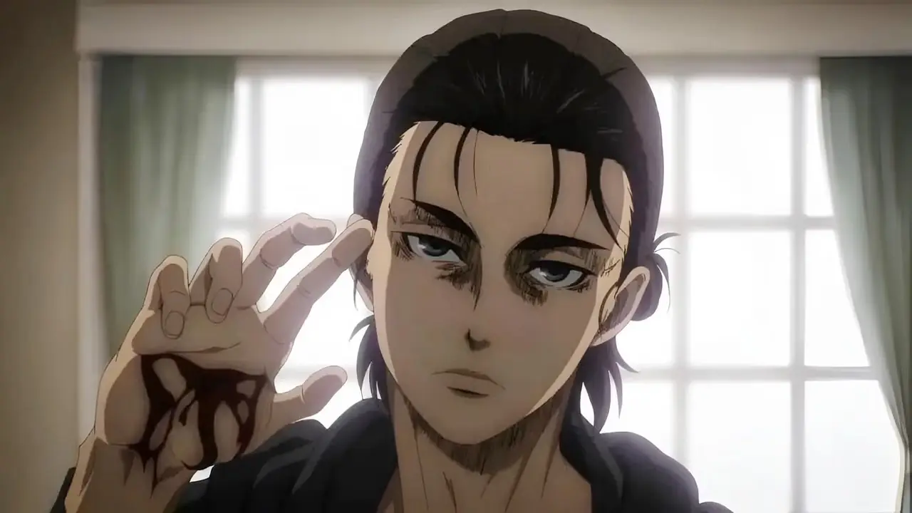 Eren Yeager de pie con una mano sangrando en Attack on Titan Eren Yeager de pie con una mano sangrando en Attack on Titan