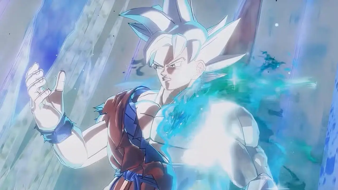 Goku Ultra Supervillain Quelled mira su mano en Dragon Ball Xenoverse 2.
