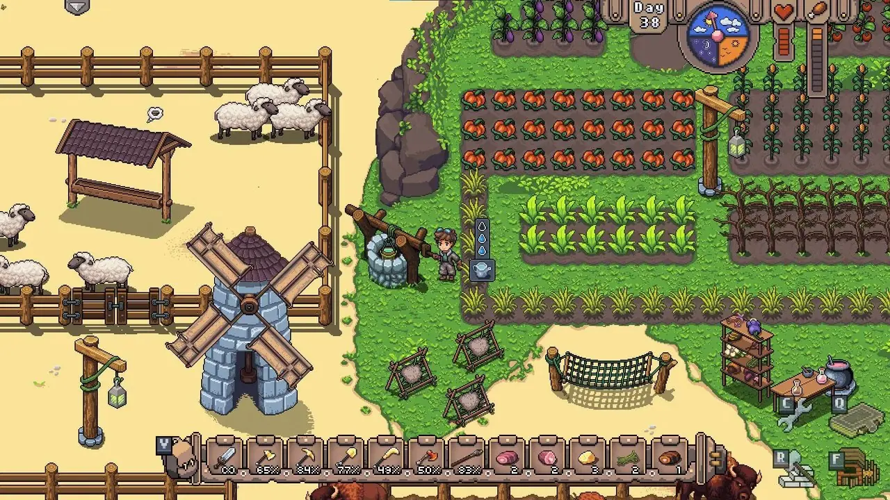 Mayday: The Survival Island の農場にいるプレイヤー。 Mayday: The Survival Island の農場にいるプレイヤー。