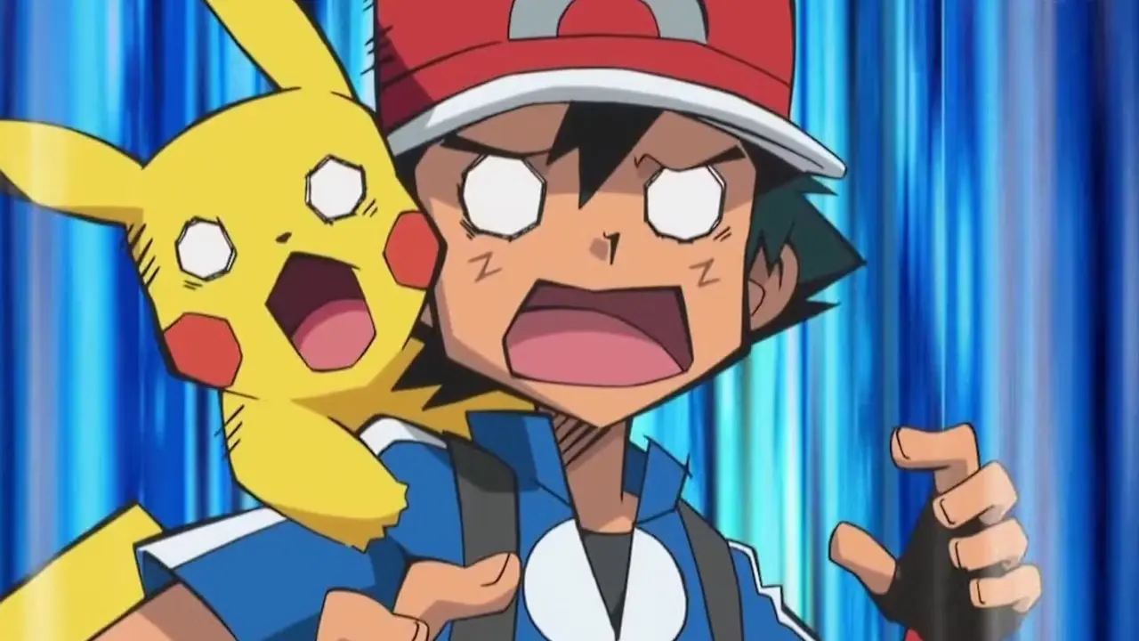 Ash und Pikachu von Pokémon sehen völlig schockiert aus Ash und Pikachu von Pokémon sehen völlig schockiert aus