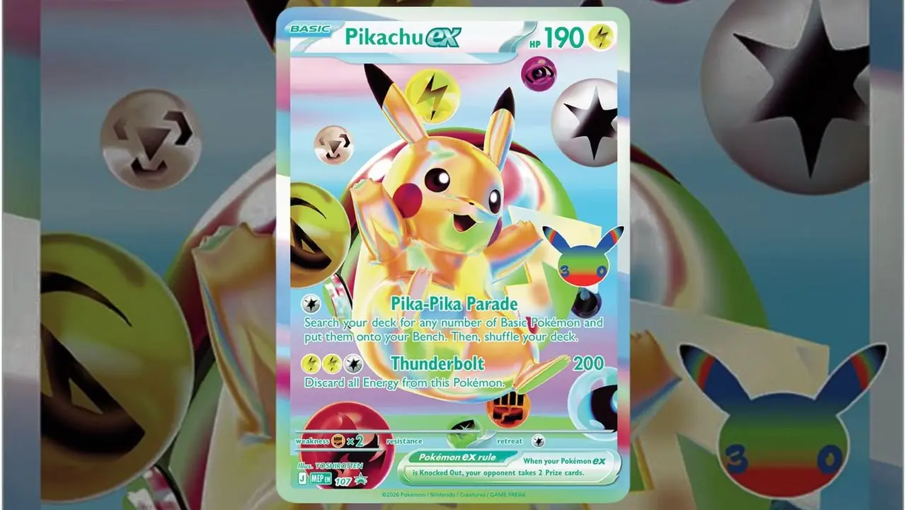Pikachu Ex-Promokarte 107 aus der 30. Pokémon-Kollektion