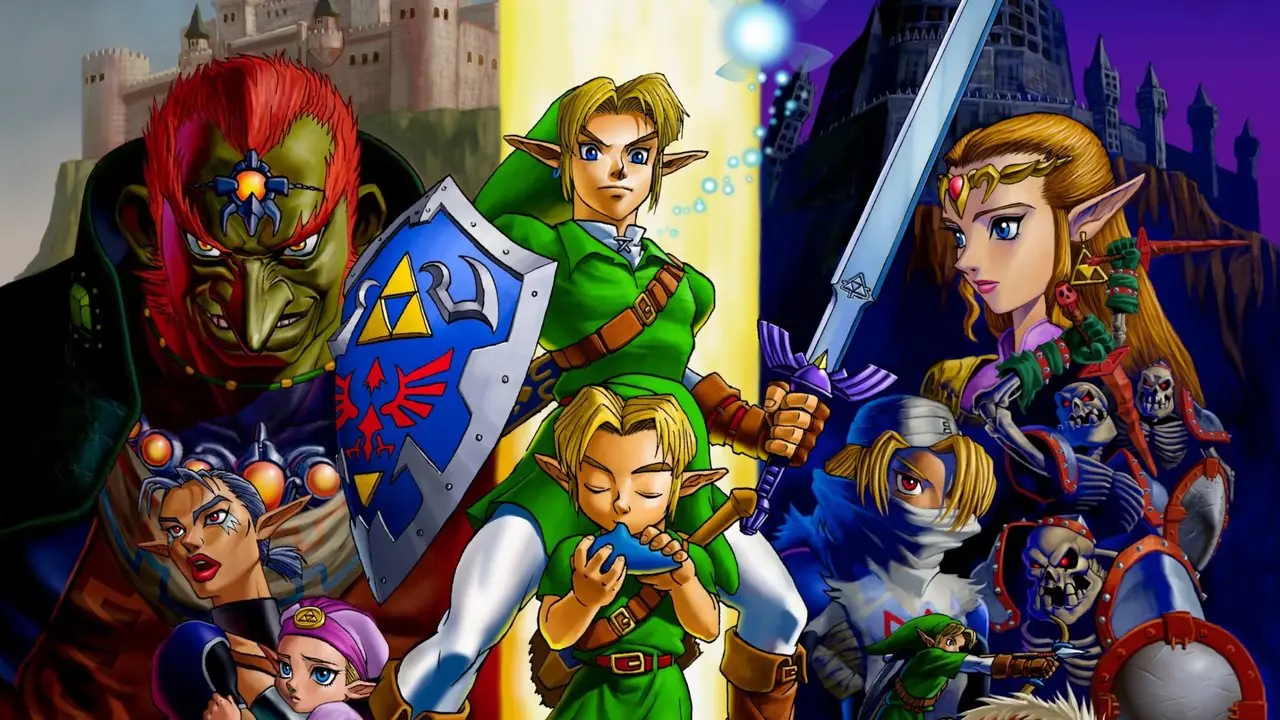 عمل فني لشخصية Ocarina of Time الرئيسية في كلا العصرين. عمل فني لشخصية Ocarina of Time الرئيسية في كلا العصرين.