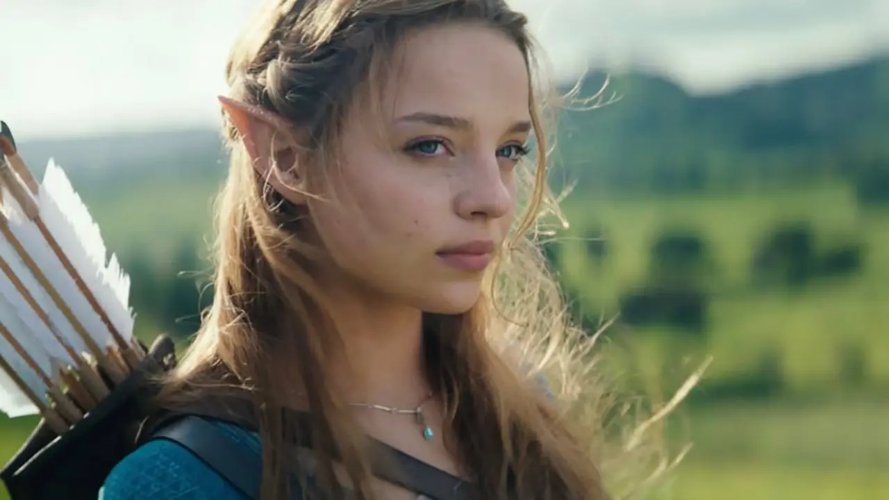 بو براغاسون في دور الأميرة زيلدا تبدو حازمة مع سهامها على ظهرها في The Legend of Zelda بو براغاسون في دور الأميرة زيلدا تبدو حازمة مع سهامها على ظهرها في The Legend of Zelda