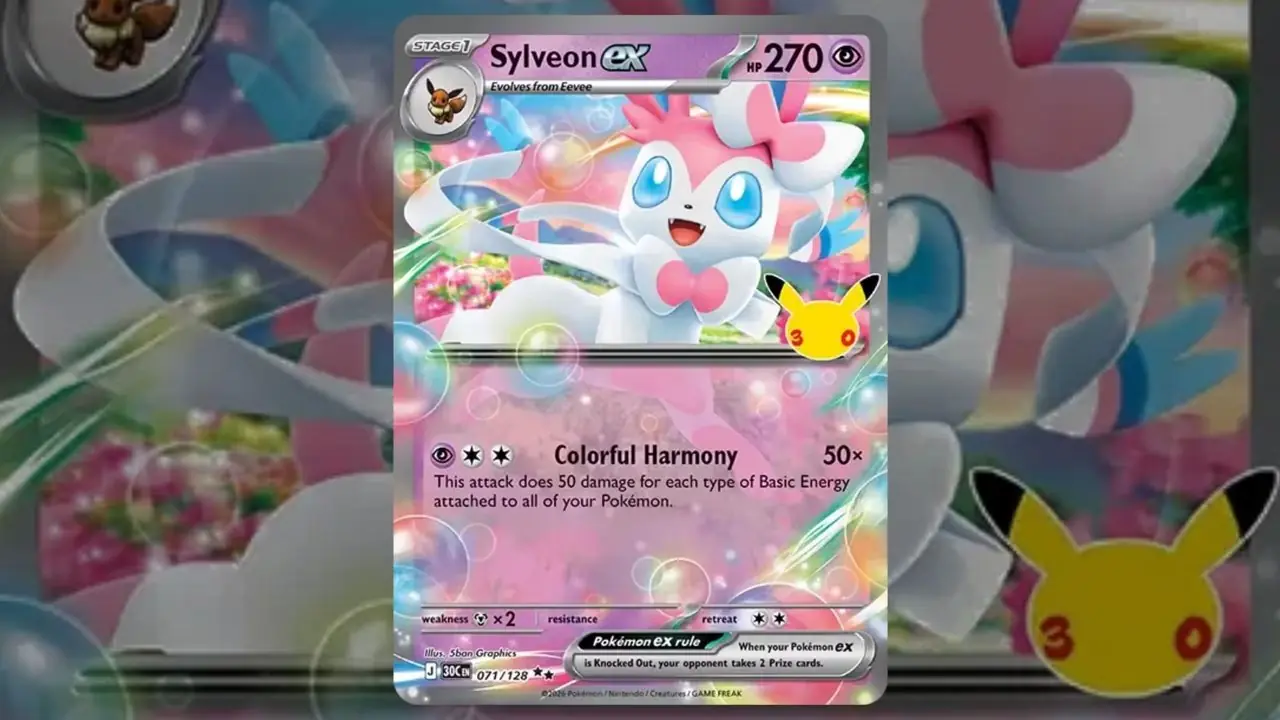 Sylveon ex carte 071 de la collection 30ème du JCC Pokémon Sylveon ex carte 071 de la collection 30ème du JCC Pokémon