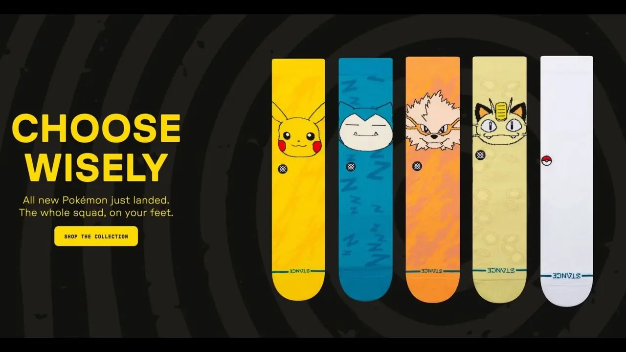 مجموعة جوارب Pokemon Stance التعاونية مع خمسة تصميمات للجوارب مجموعة جوارب Pokemon Stance التعاونية مع خمسة تصميمات للجوارب