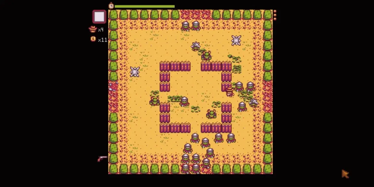 Spiller som kjemper mot fiender i Journey of the Prairie King i Stardew Valley Spiller som kjemper mot fiender i Journey of the Prairie King i Stardew Valley