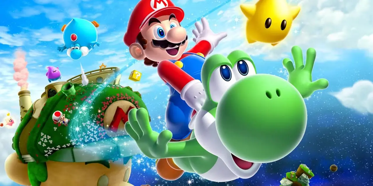 Yoshi y Mario en Super Mario Galaxy 2 Yoshi y Mario en Super Mario Galaxy 2