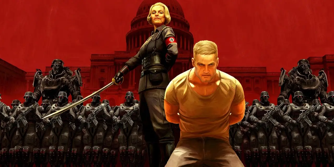 BJ Blazkowicz و Irene Engel في الفن الترويجي لـ Wolfenstein The New Colossus