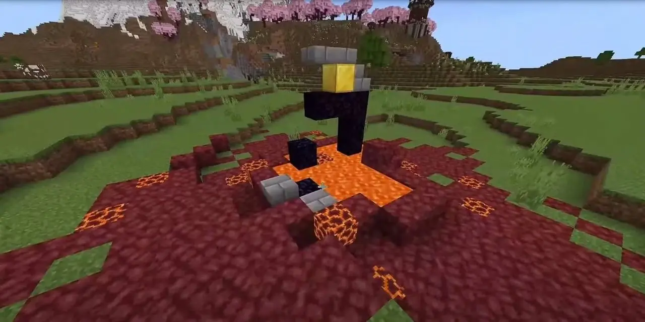Portal de lava en ruinas de Minecraft para carreras rápidas fáciles en semillas de mundos específicos.