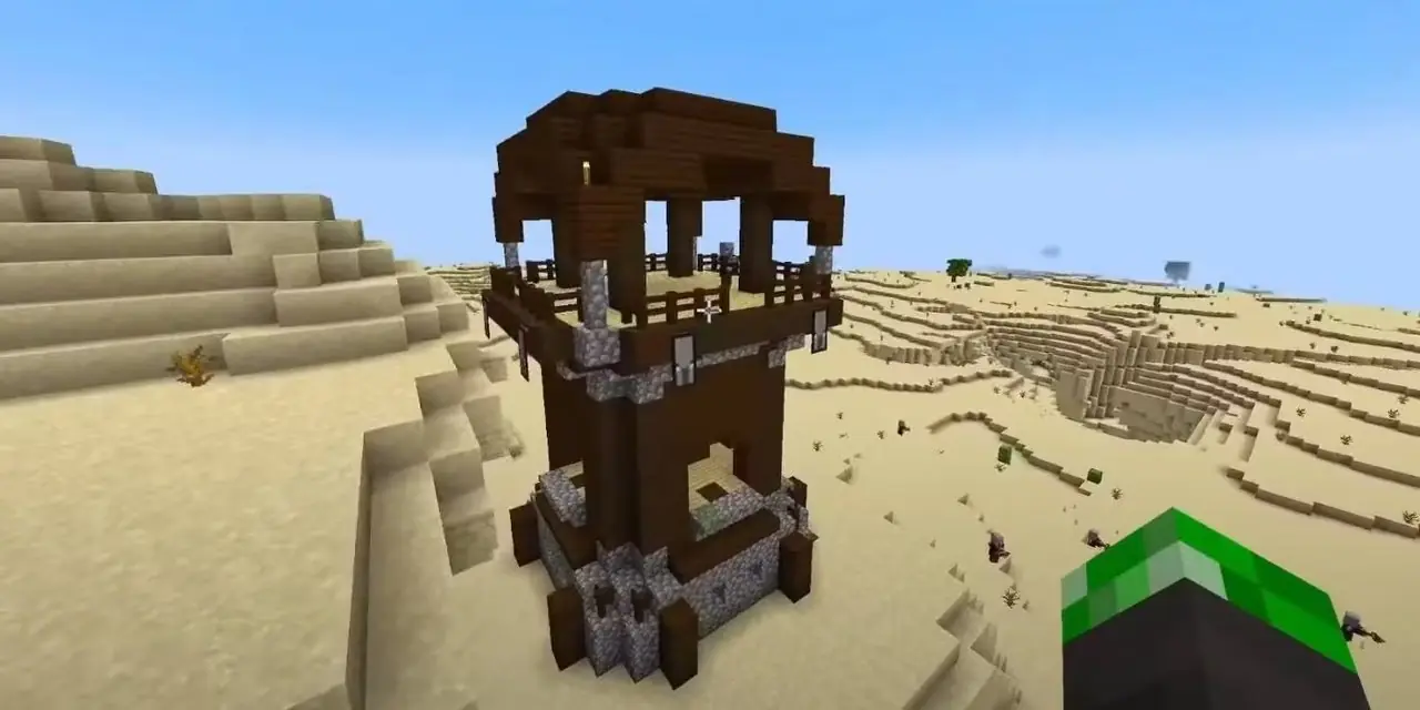Puesto avanzado de Minecraft Desert Pillager de World Seed con recursos para Speedrun.