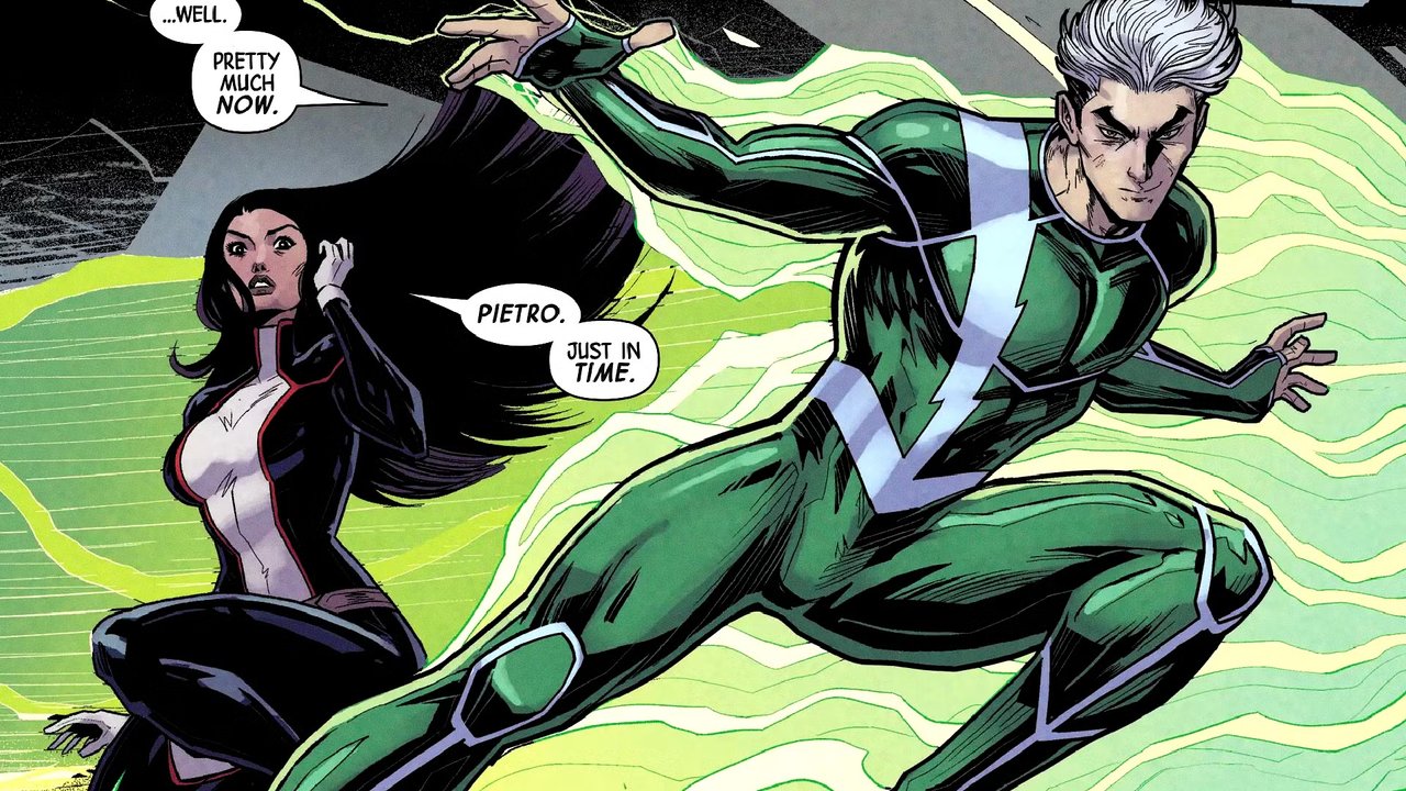 Pietro Maximoff aka Quicksilver arriva per aiutare Monet St Croix in Uncanny X-Men #29 Pietro Maximoff aka Quicksilver arriva per aiutare Monet St Croix in Uncanny X-Men #29