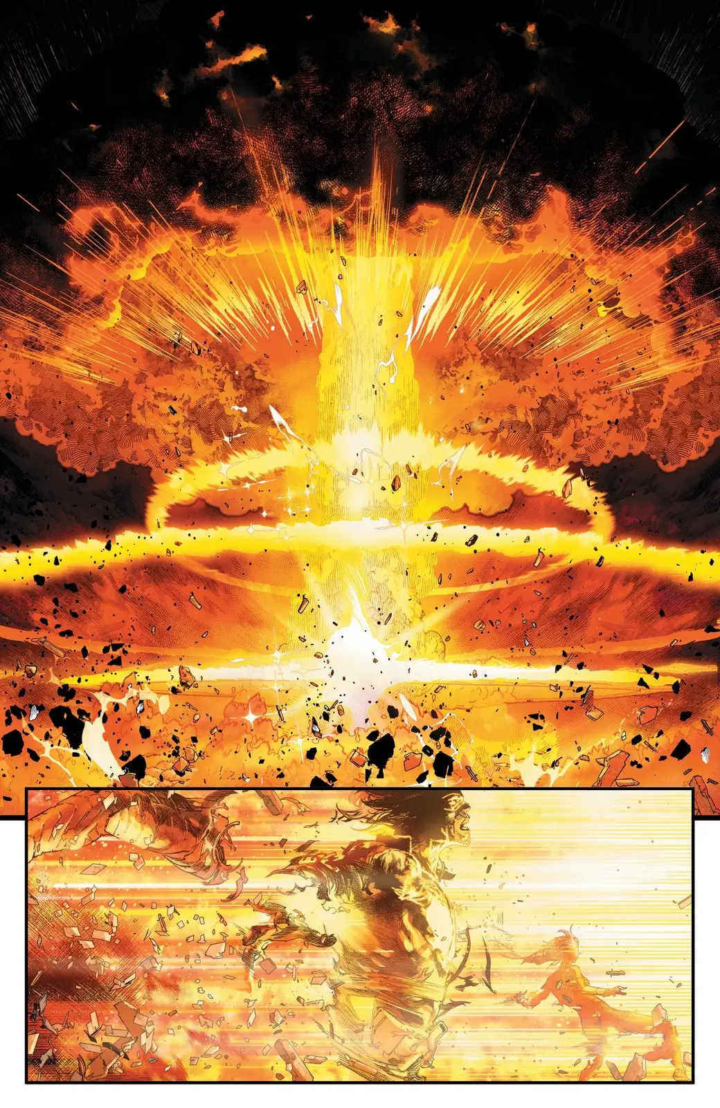 Bucky Barnes sterft bij een nucleaire explosie in Avengers Armageddon #4 Bucky Barnes sterft bij een nucleaire explosie in Avengers Armageddon #4