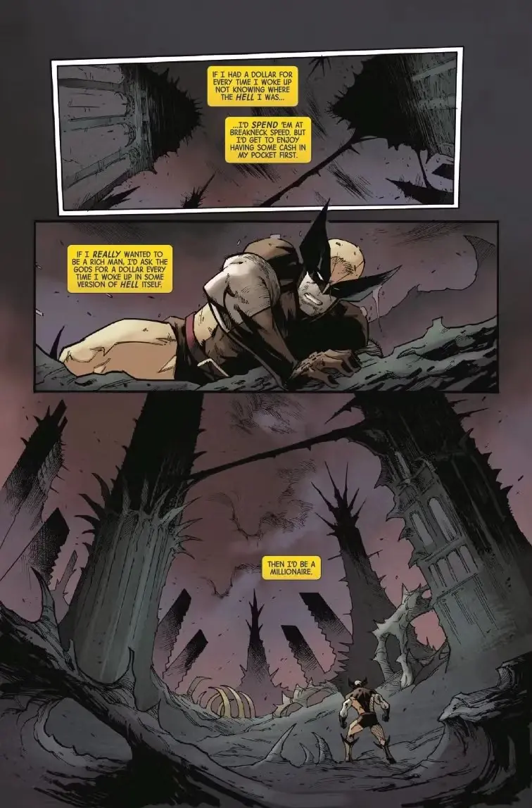 Wolverine si sveglia in un'oscura illusione in X-Men United #6