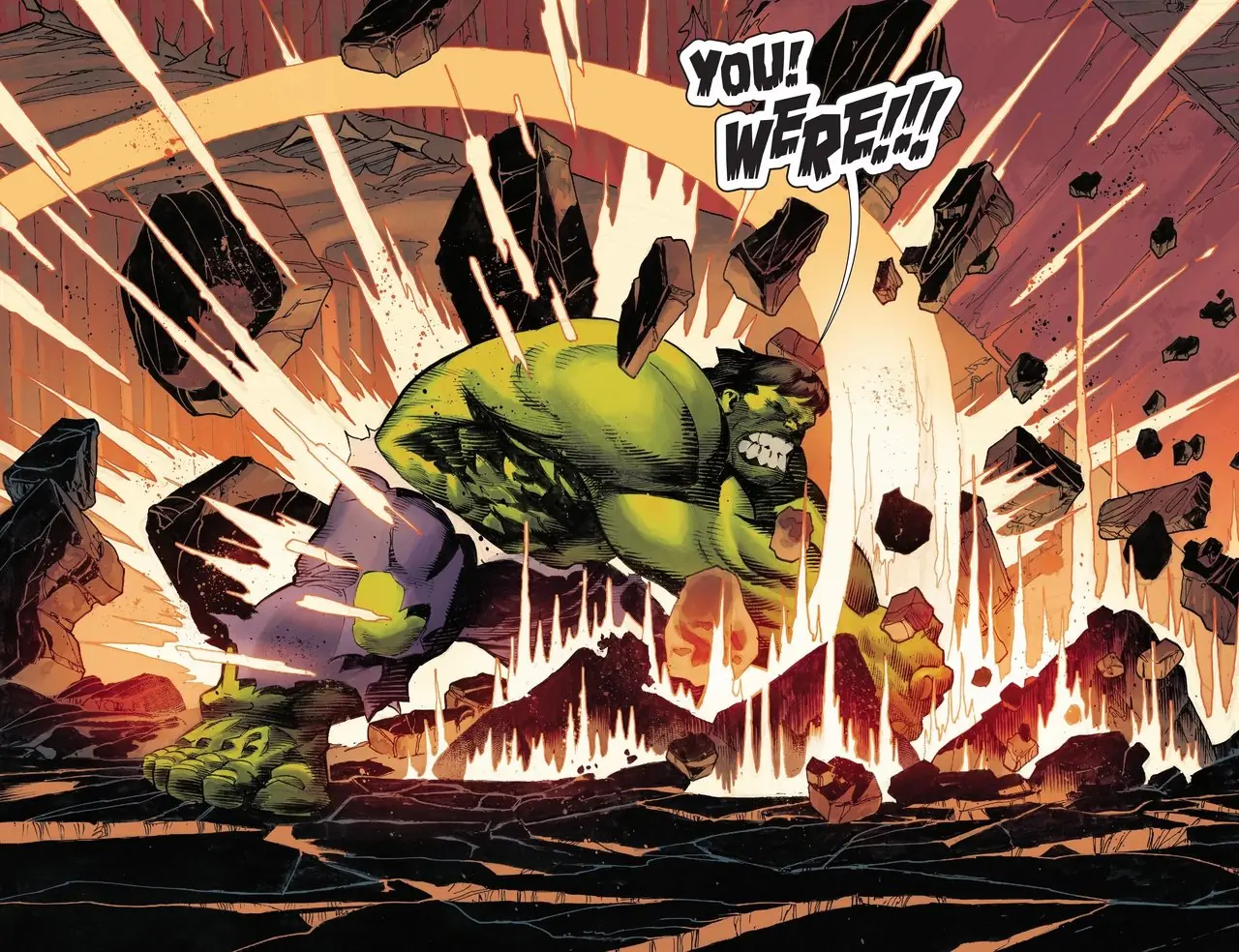 Hulk destrói o chão em Homem-Aranha, Longo Caminho para Casa Hulk destrói o chão em Homem-Aranha, Longo Caminho para Casa