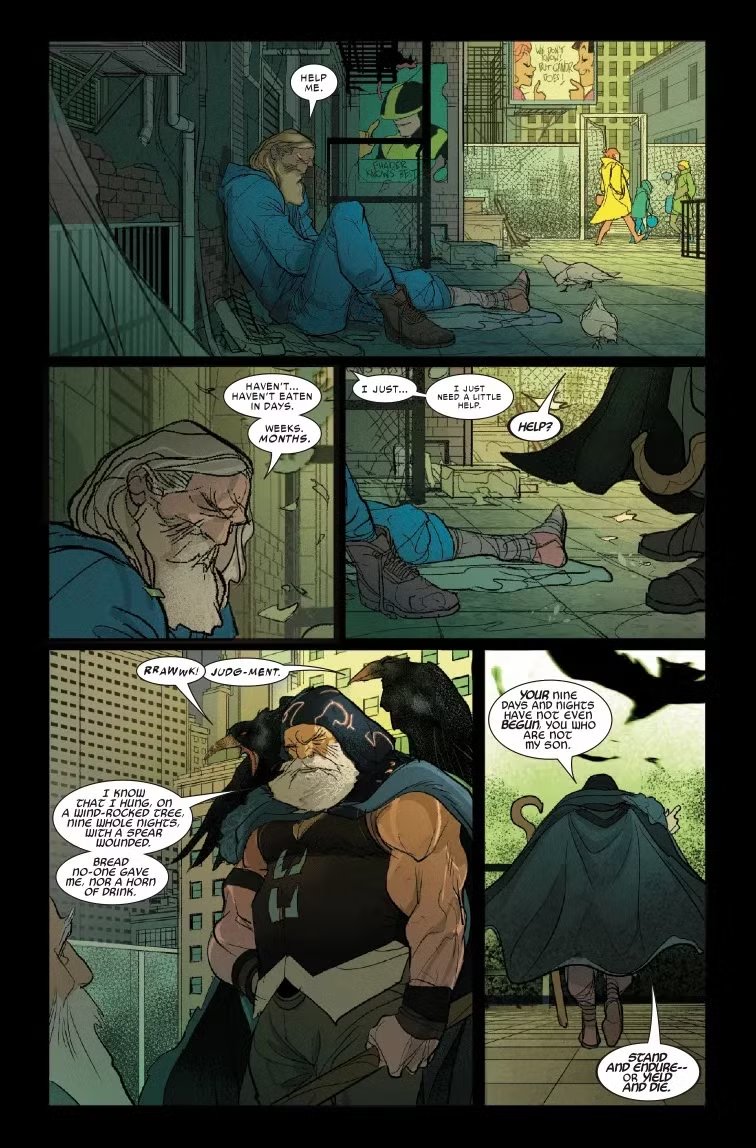 Sigurd Jarlsson trifft Odin auf der Straße im Comic-Cover von Thor #800