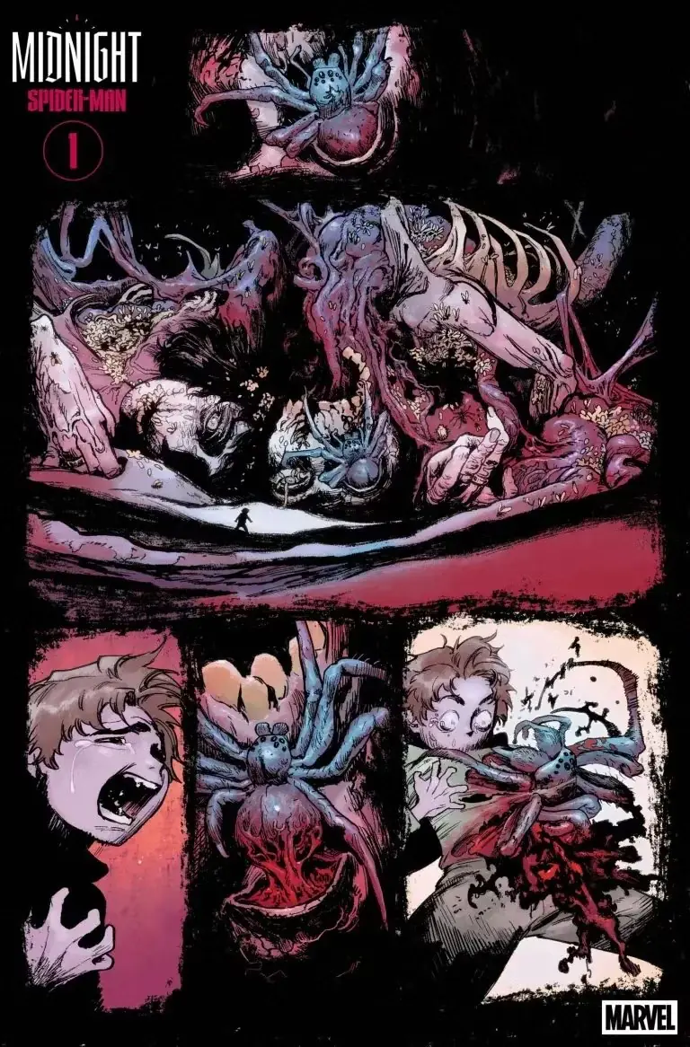 Peter Parker es devorado vivo por una araña en Midnight Spider-Man #1
