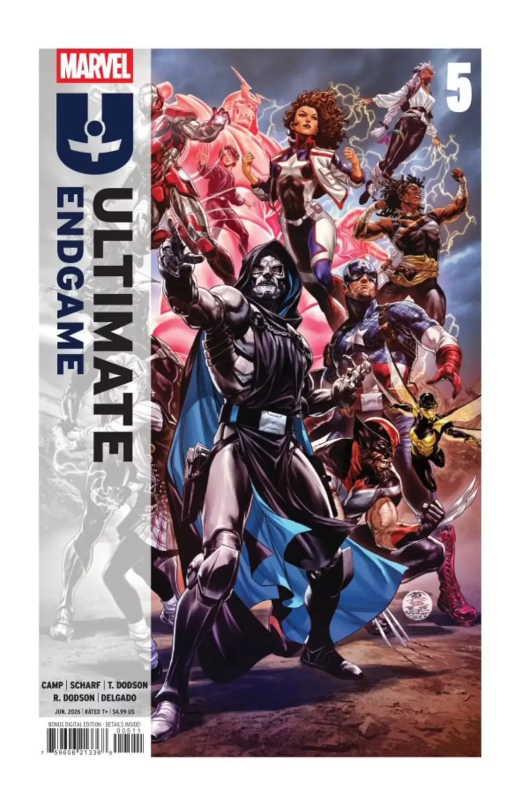Okładka Ultimate Endgame #5, zebrani bohaterowie Ultimate Universe Okładka Ultimate Endgame #5, zebrani bohaterowie Ultimate Universe