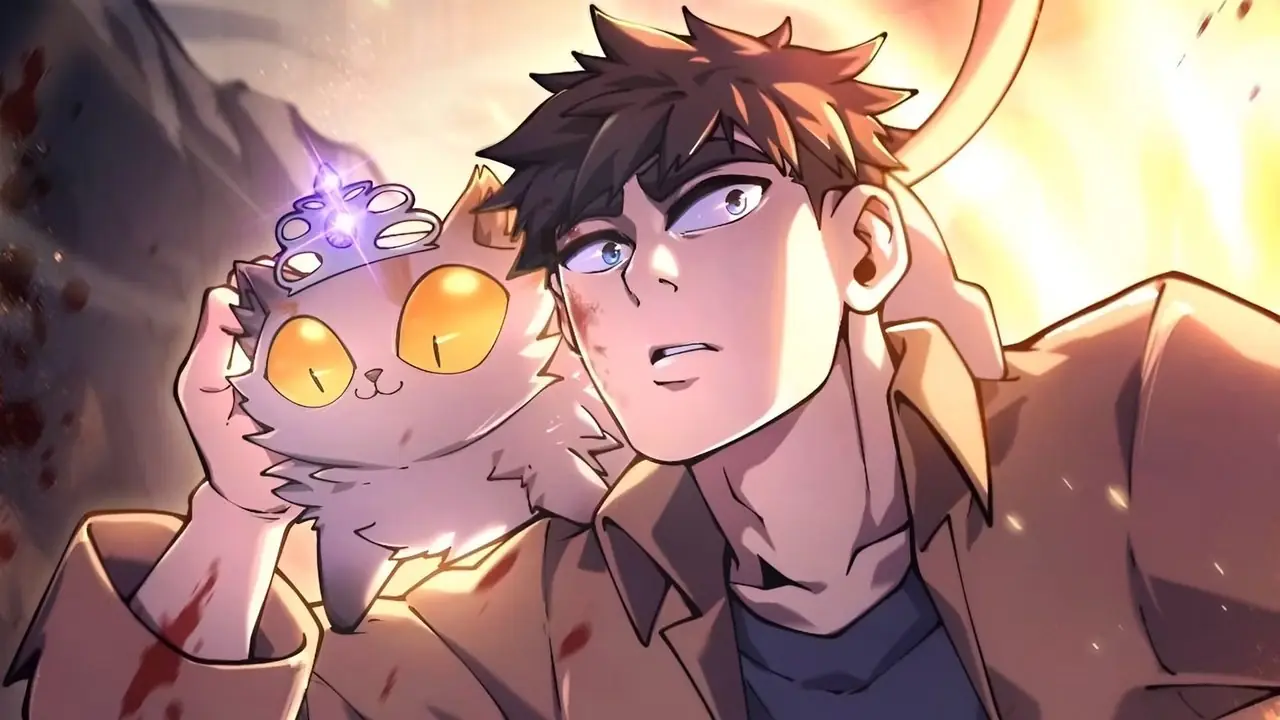 Portada del webtoon de Dungeon Crawler Carl con Carl y Princess Donut