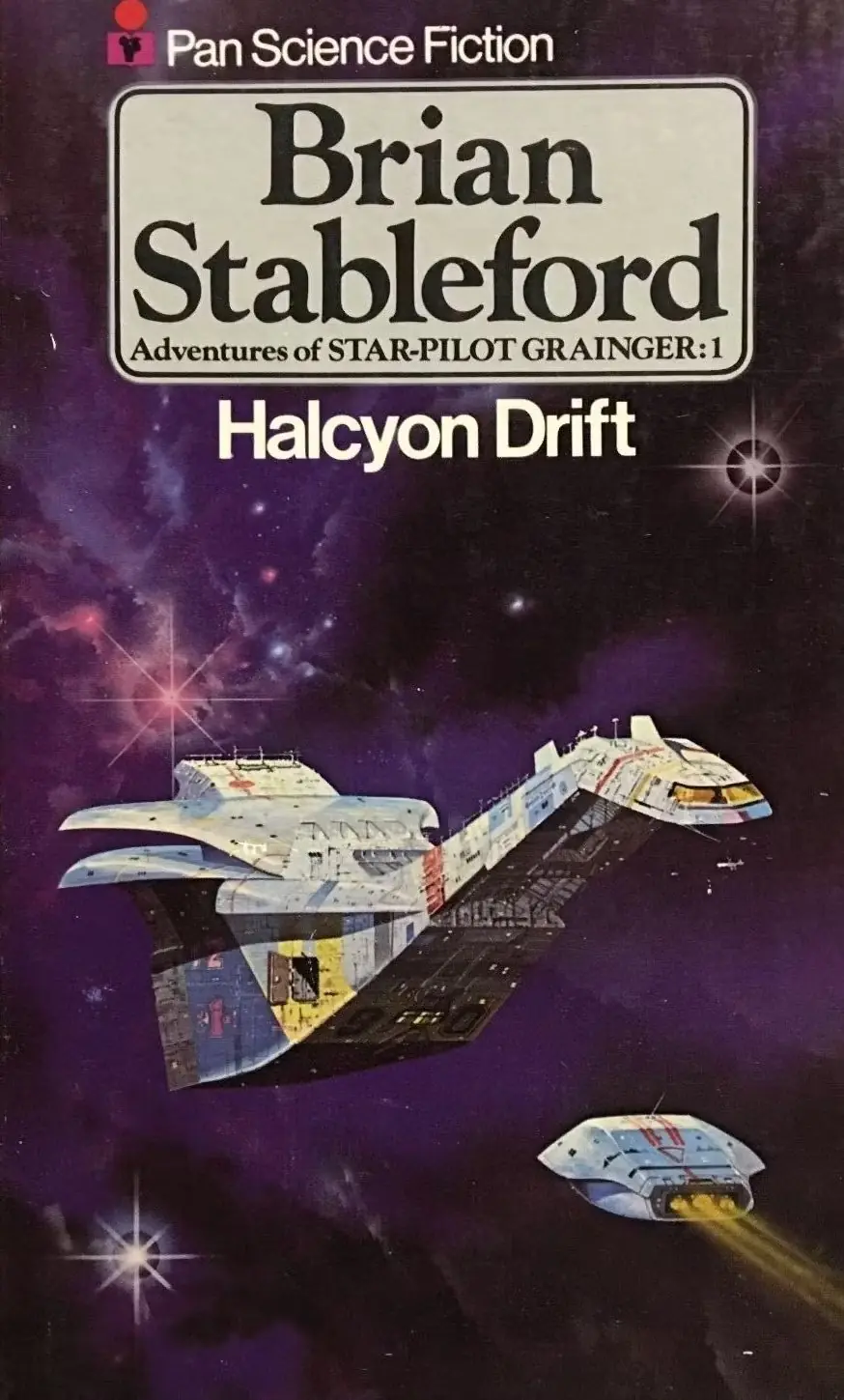 Brian Stableford'un Halcyon Drift kitabının kapağında bir uzay gemisi görülüyor
