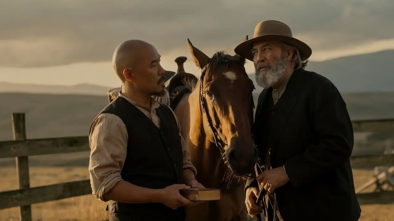 EDEN'İN DOĞU, soldan sağa: Hoon Lee, Ciaran Hinds, (Sezon 1, bölüm 105, 1 Ekim 2026'da yayınlandı). fotoğraf: Kristy Griffin /