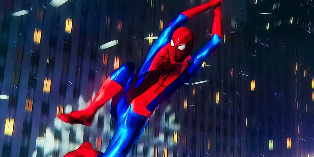 Spider-Man balanceándose al final de Spider-Man No Way Home Spider-Man balanceándose al final de Spider-Man No Way Home