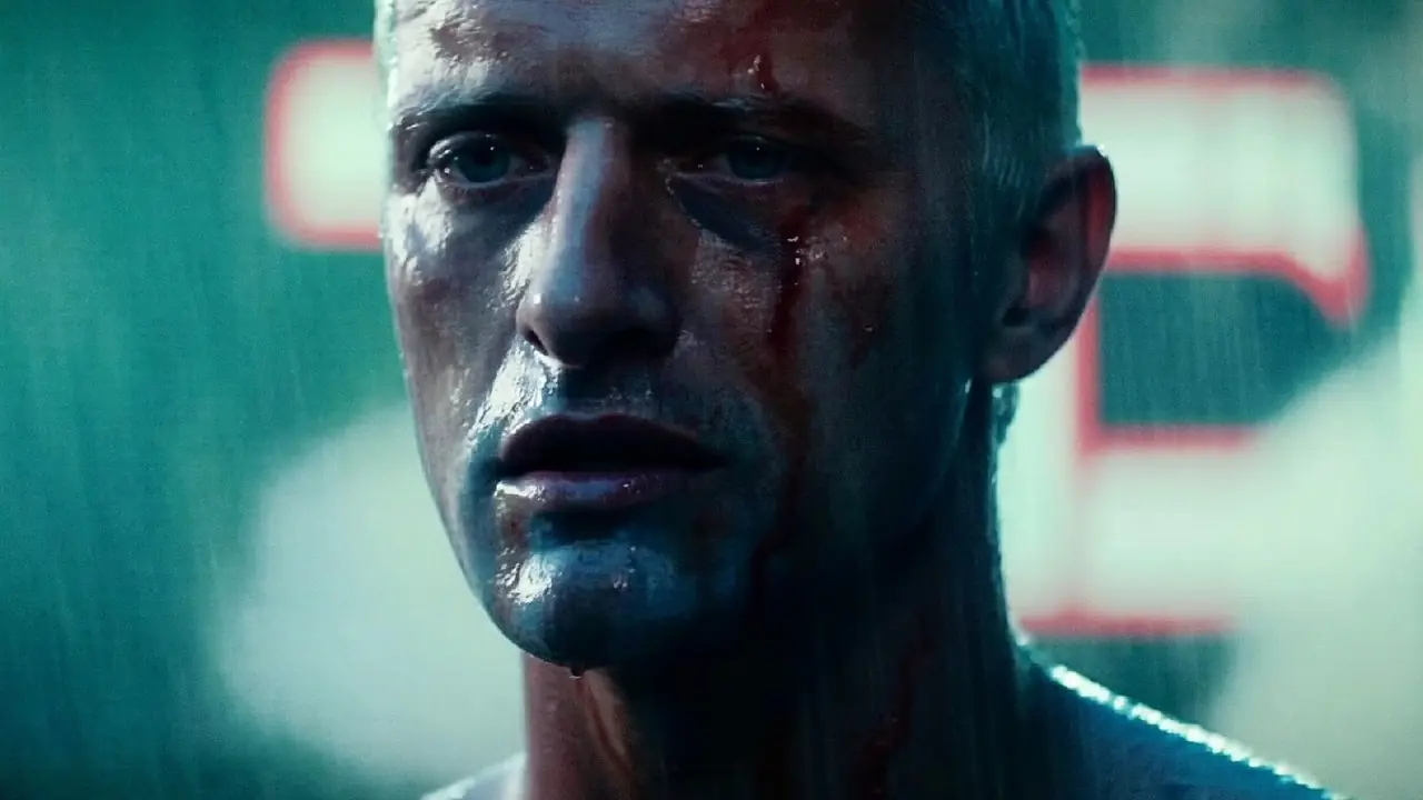 Roy Beatty van Rutger Hauer praat in de regen in Blade Runner Roy Beatty van Rutger Hauer praat in de regen in Blade Runner