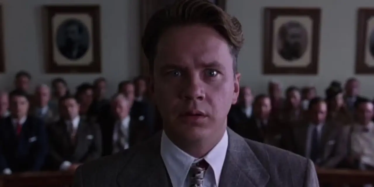 Andy Dufresne steht im Shawshank Redemption vor Gericht Andy Dufresne steht im Shawshank Redemption vor Gericht