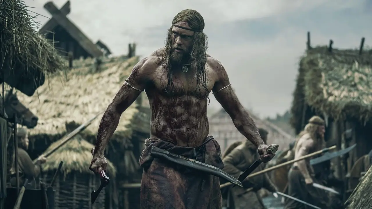 Alexander Skarsgård jako Amleth w „Człowieku Północy”.