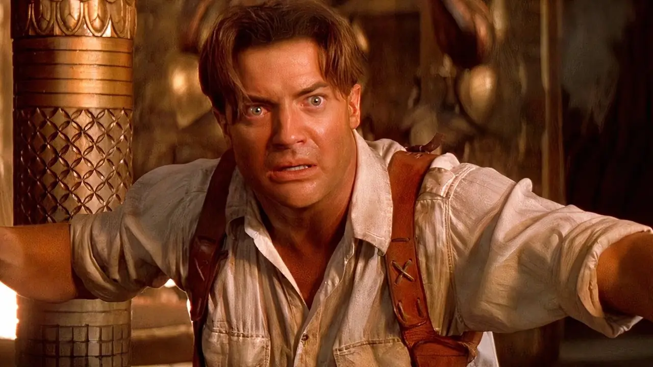 Brendan Fraser kijkt verbijsterd in The Mummy Returns