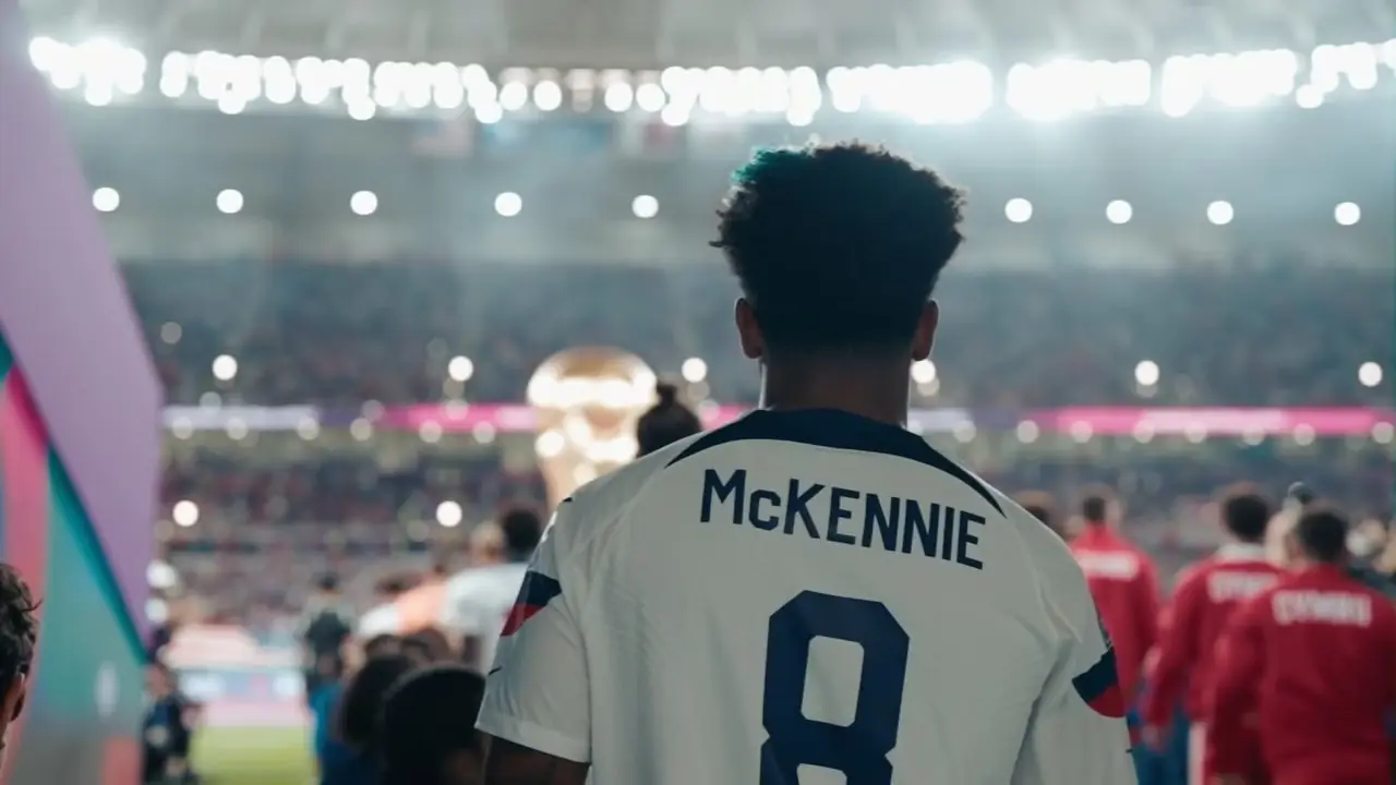 Weston McKennie wchodzi na stadion drużyny narodowej Stanów Zjednoczonych w piłce nożnej Weston McKennie wchodzi na stadion drużyny narodowej Stanów Zjednoczonych w piłce nożnej