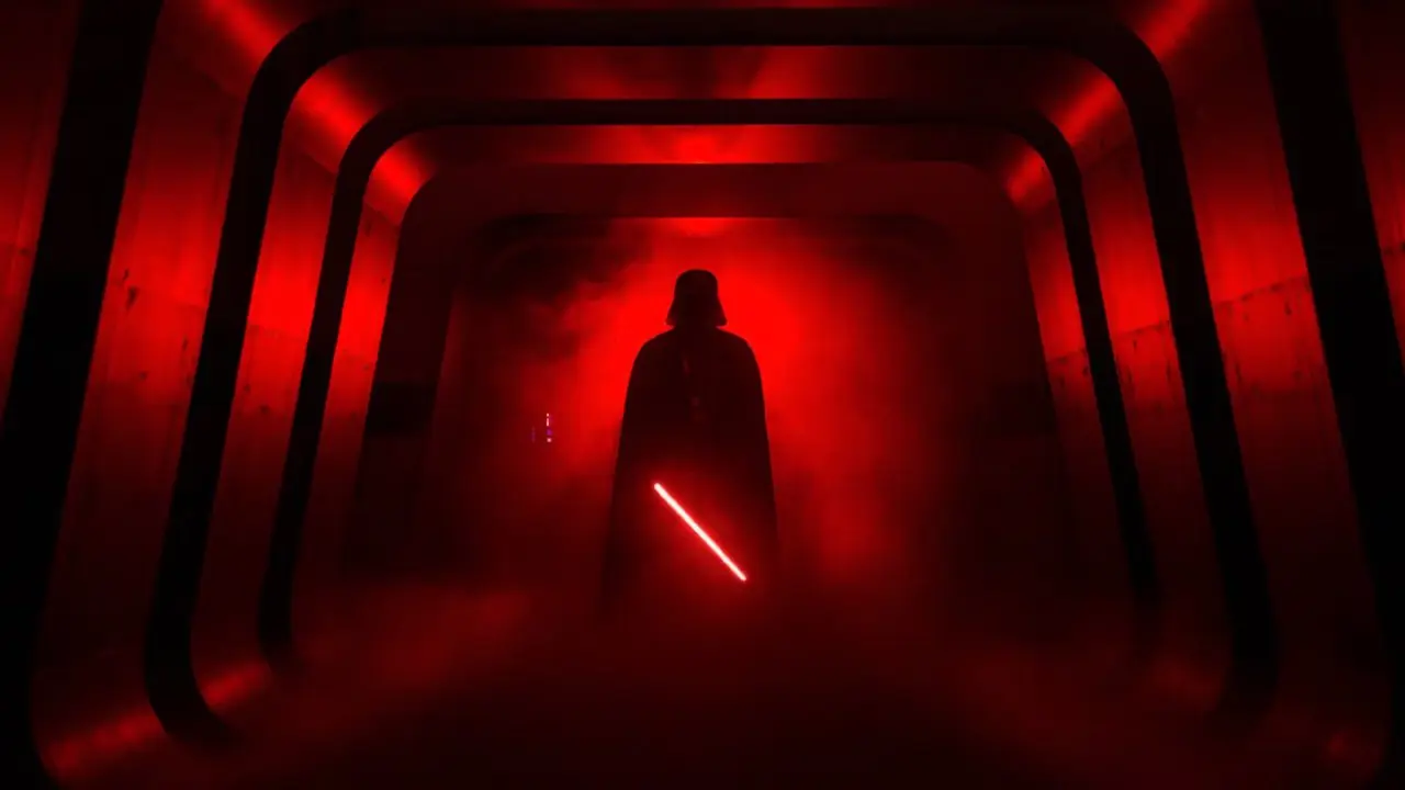 Rogue One: A Star Wars Story에서 빨간 광선검을 휘두르는 다스 베이더 Rogue One: A Star Wars Story에서 빨간 광선검을 휘두르는 다스 베이더