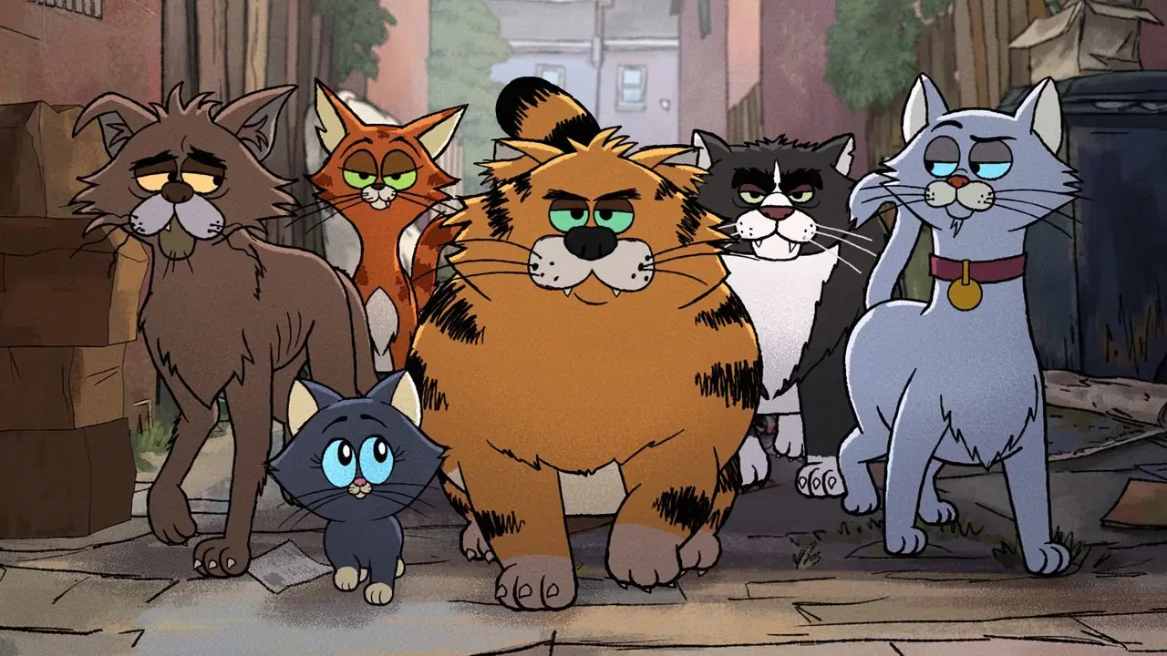 In „Alley Cats“ läuft die Katzenbande durch eine Gasse