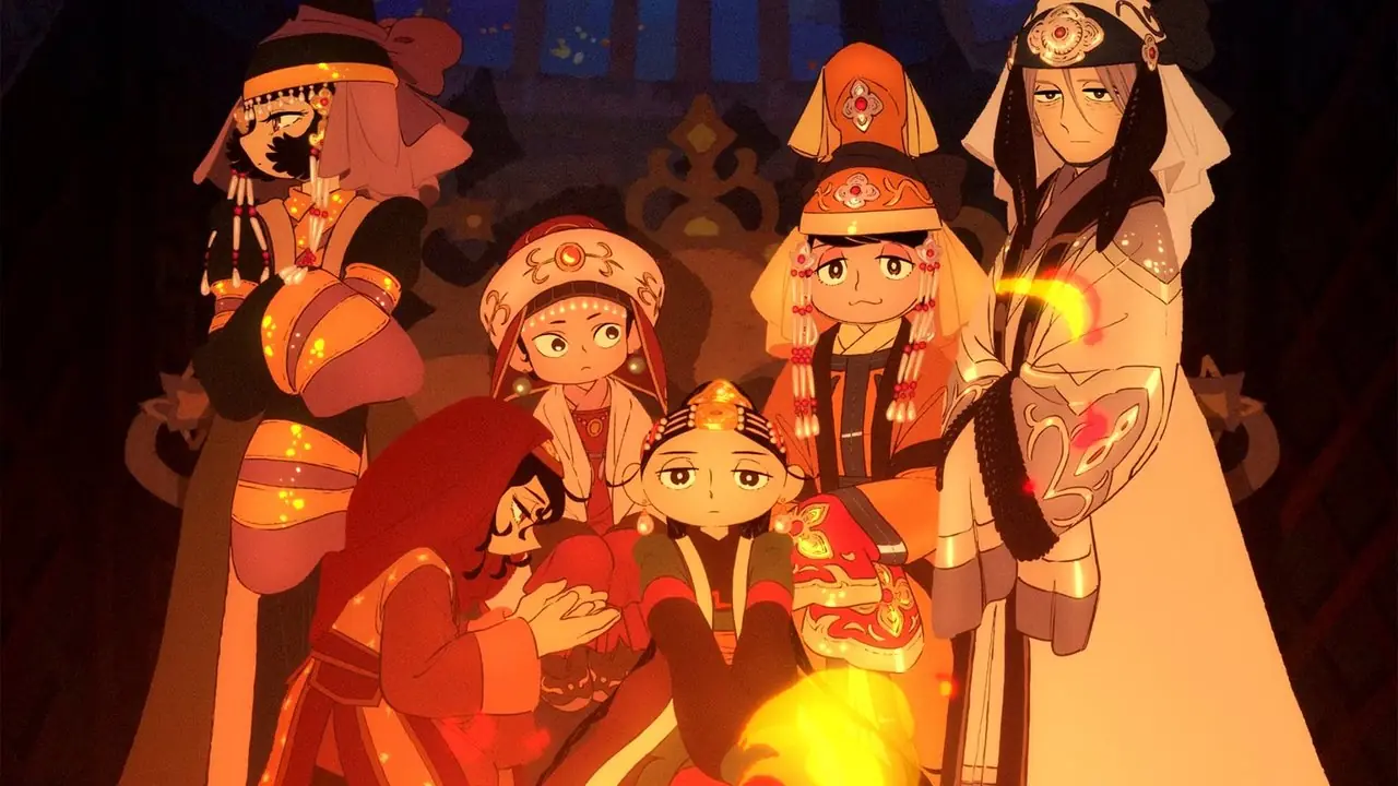 Jaadugar A Witch In Mongoliets karaktärer samlas i anime-affisch
