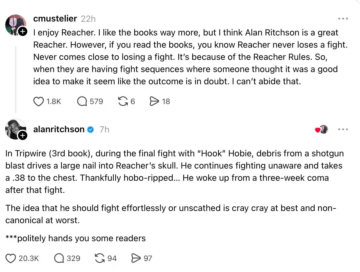 Alan Ritchson discute la risposta al fan di Reacher Alan Ritchson discute la risposta al fan di Reacher